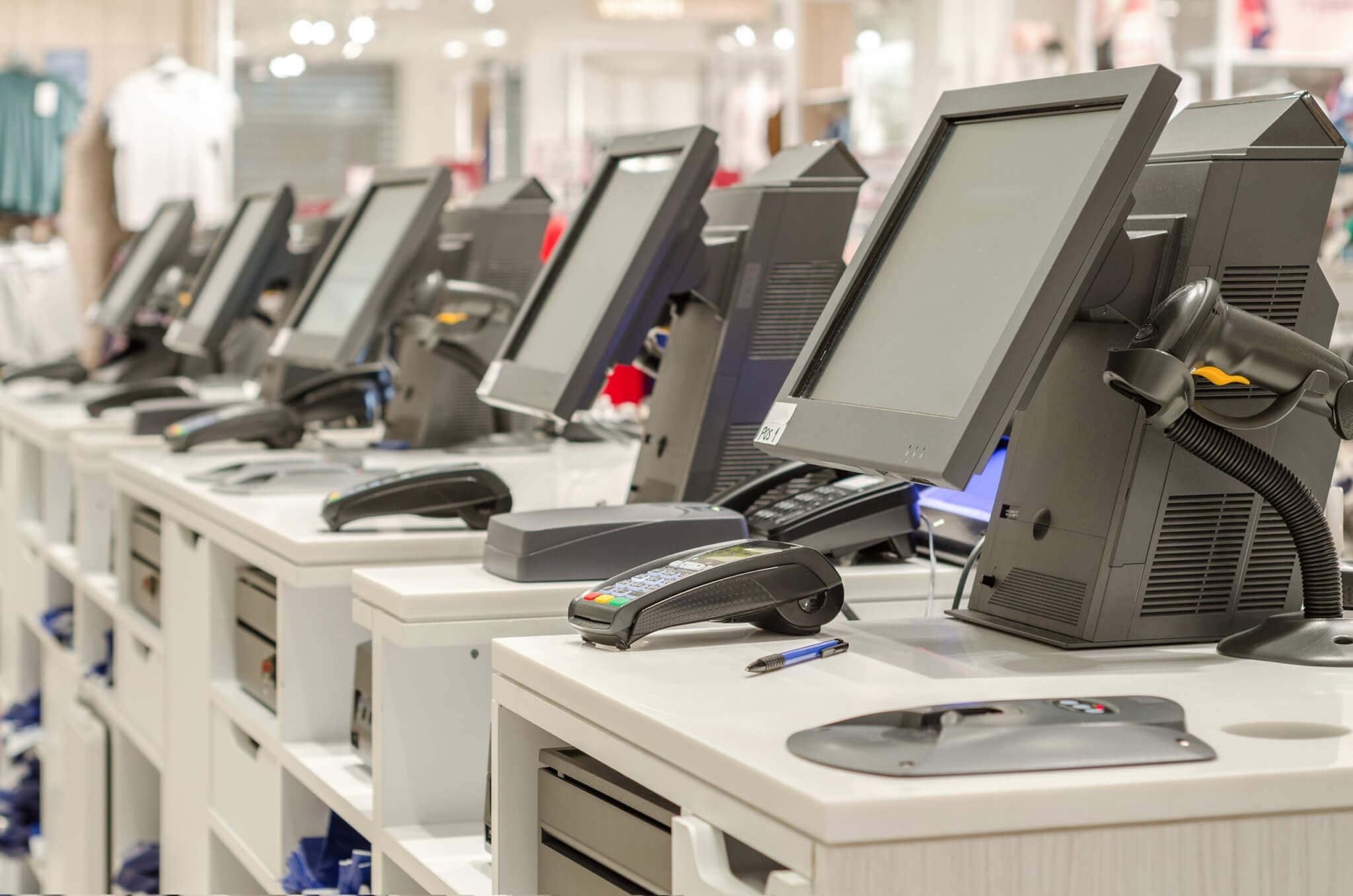 Image of tech workbench lined with POS